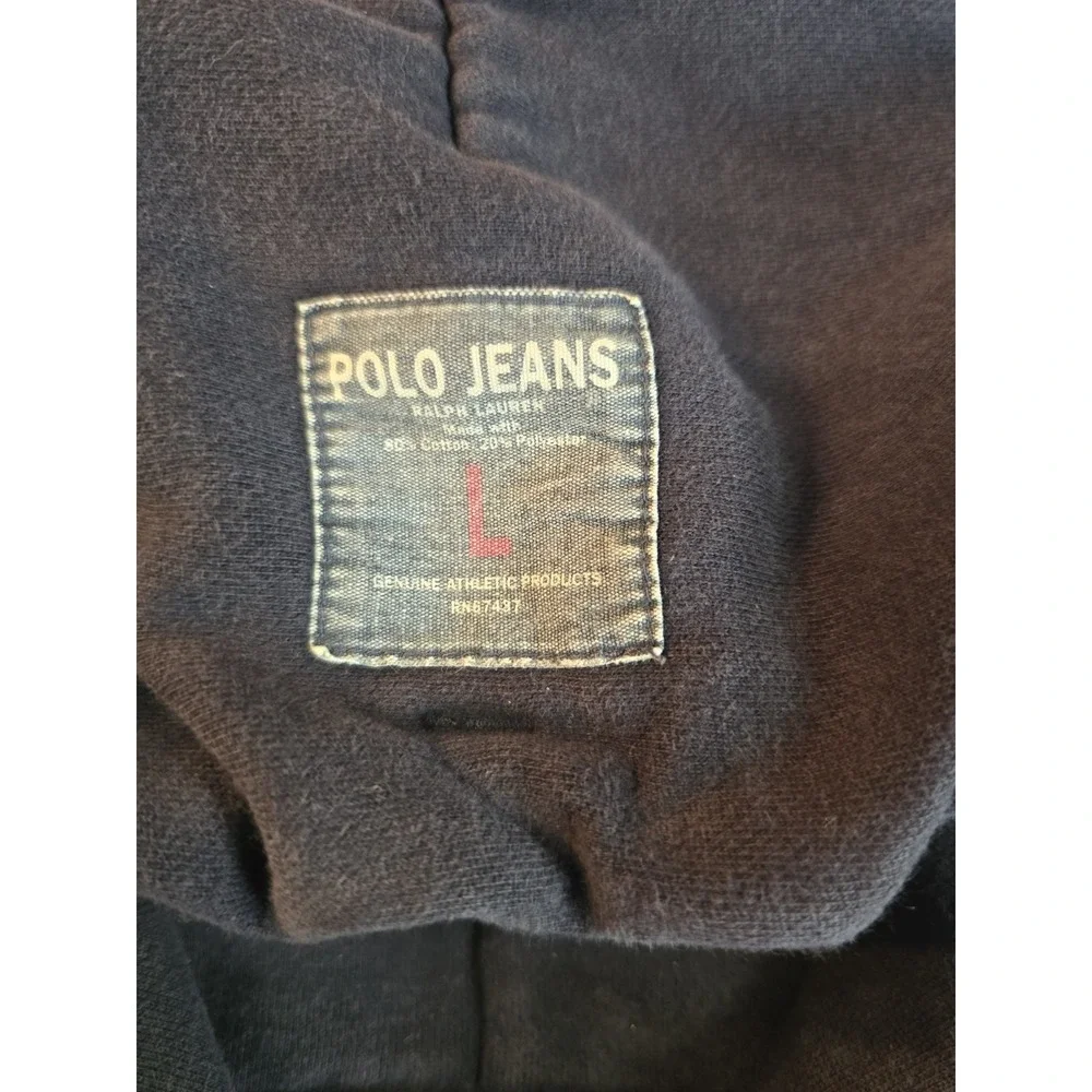 Vintage Polo Jeans Company Ralph Lauren Full Zip Hoodie Large Navy Spell Out